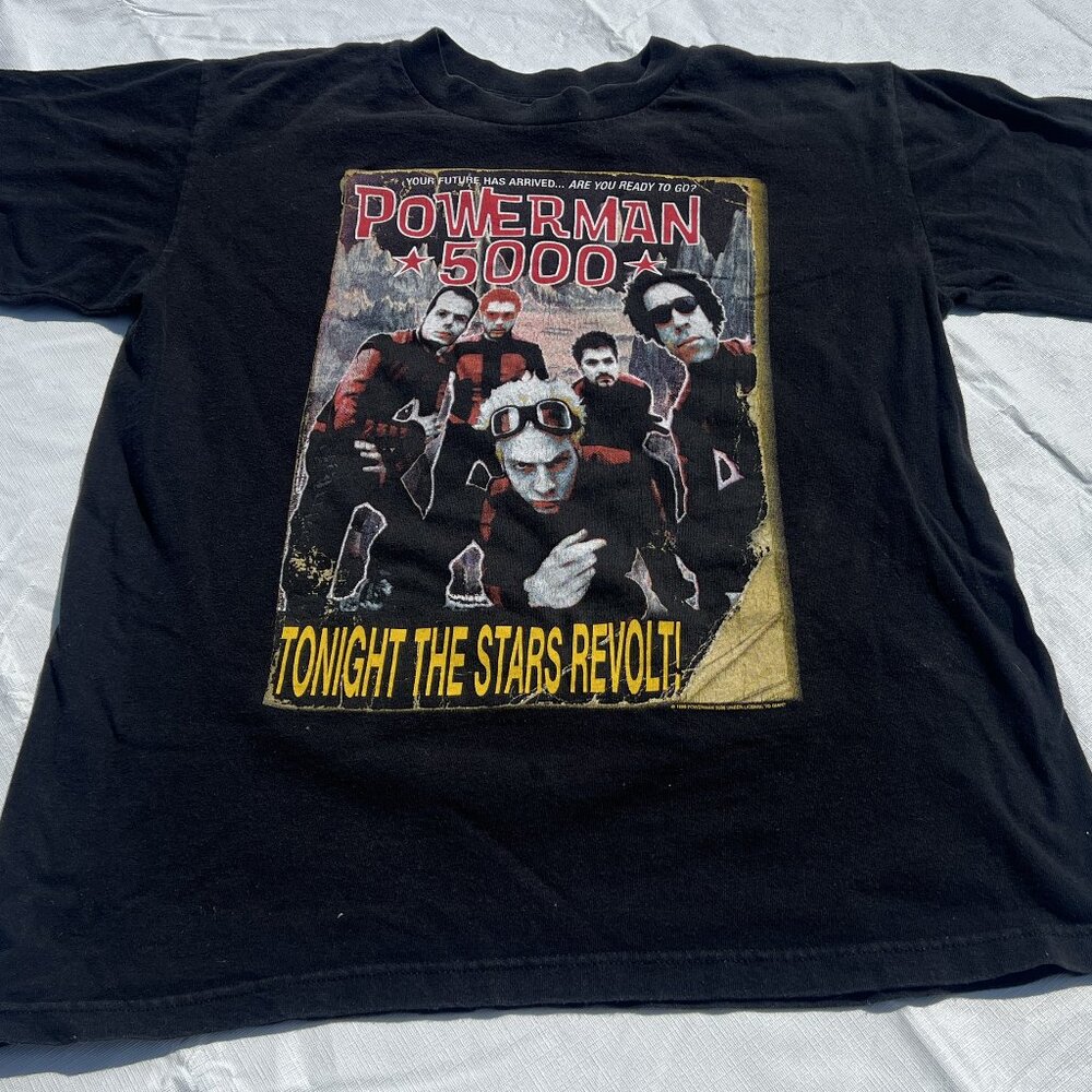 Vintage 1999 Giant Powerman 5000 Rockets & Robots 2000 Tour T Shirt Size Large